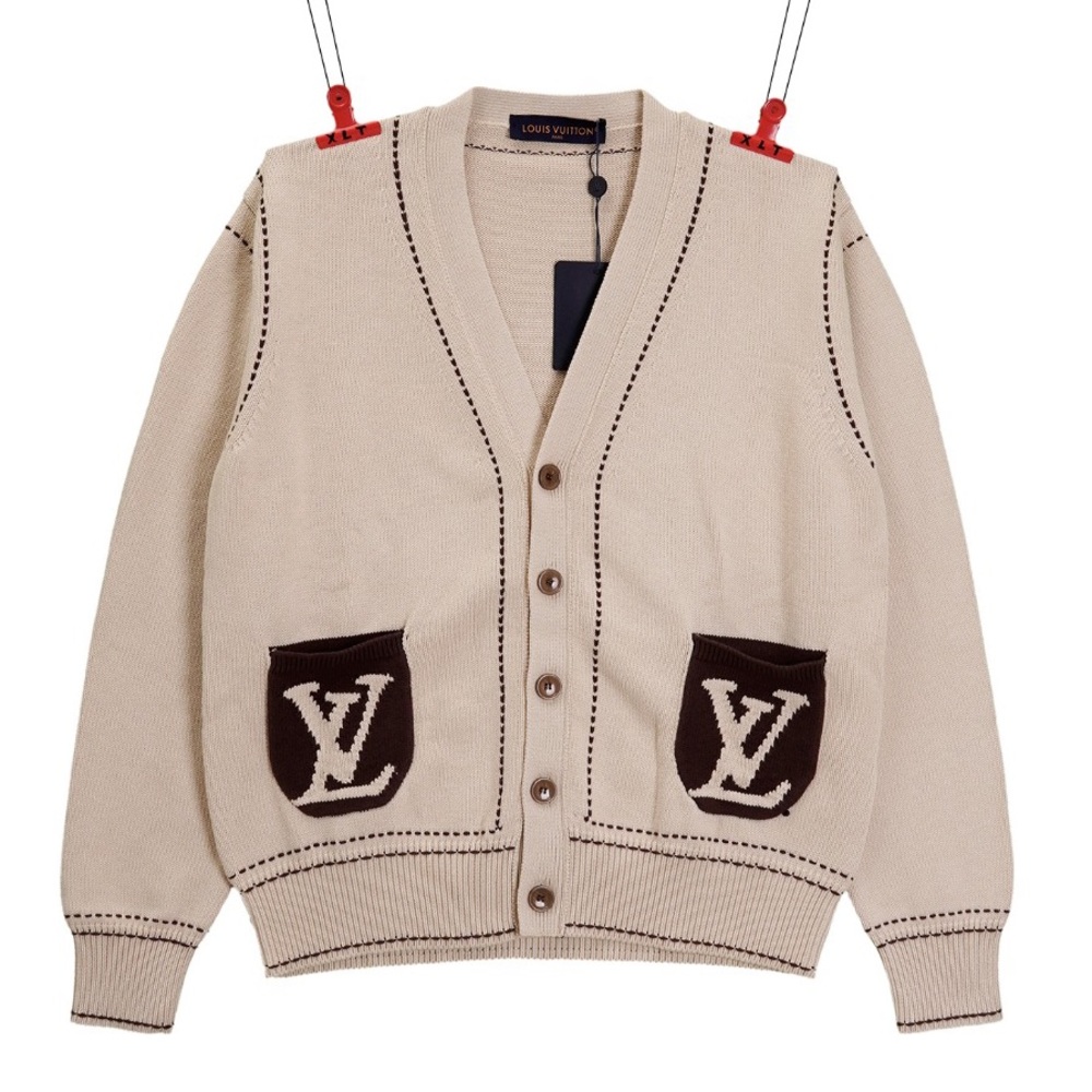 Louis Vuitton Tan and Brown Men's Cardigan Sweater